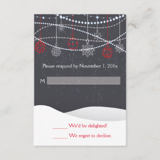 Cartão RSVP de Casamento de Natal da Neve de inver