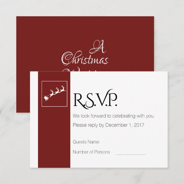 Cartão RSVP de Casamento de Natal para papais noei (Frente/Verso)