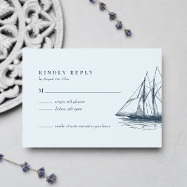 Cartão RSVP de Casamento de Navio de Navegação do
