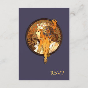 Cartão RSVP de Casamento de Noiva Art Nouveau