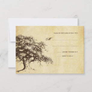 Cartão RSVP de Casamento de Oak Vintage