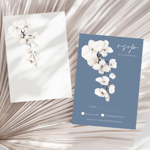 Cartão RSVP de Casamento de Orquídea Azul Dusty