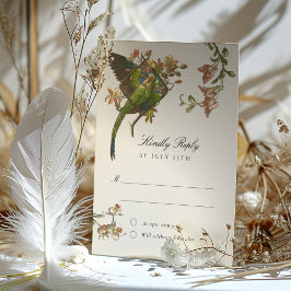 Cartão RSVP de Casamento de Papagaio Tropical