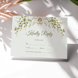Cartão RSVP de Casamento de Pastel de Flor Selvage