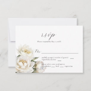 Cartão RSVP de Casamento de Penas Brancas