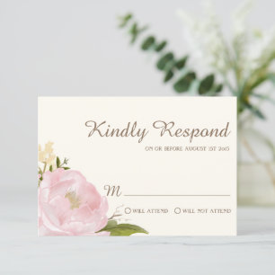Cartão RSVP de Casamento de Peões Rosa Vintage