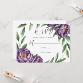 Cartão RSVP de Casamento de Pessoas Roxas Elegante