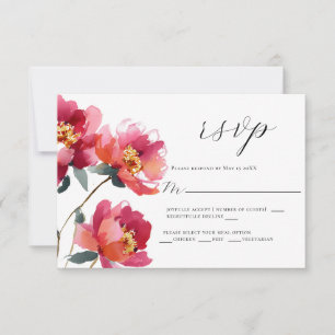 Cartão RSVP de Casamento de Pestes Rosa e Coral