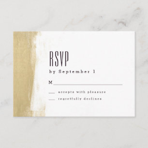 Cartão RSVP de Casamento de Pincel Gilded