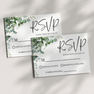 Cartão RSVP de Casamento de Planta Eucalyptus Verd