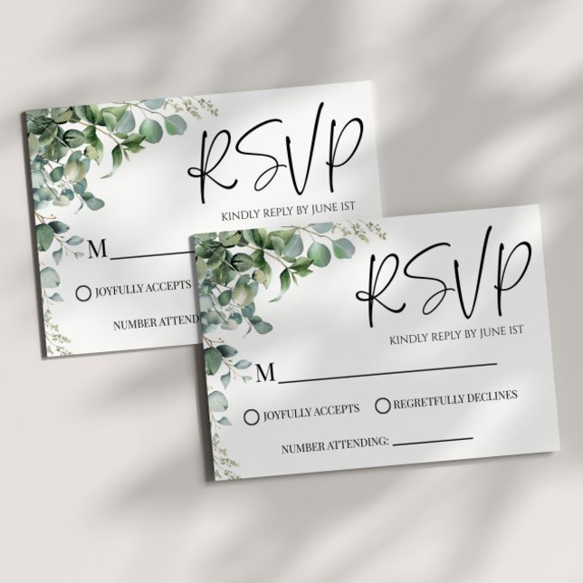 Cartão RSVP de Casamento de Planta Eucalyptus Verd (Criador carregado)