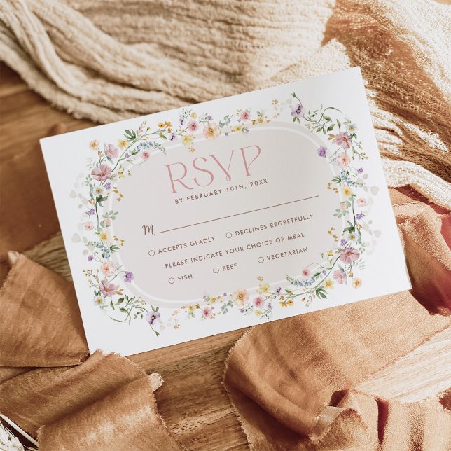 Cartão RSVP de Casamento de Prado de Flor Selvagem (Criador carregado)