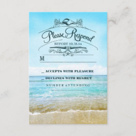 Cartão RSVP de casamento de praia