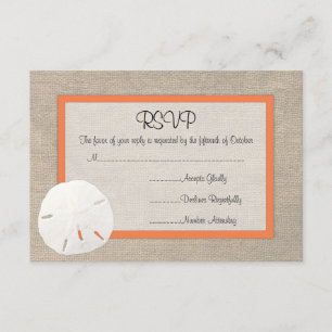 Cartão RSVP de Casamento de Praia do Dólar de arei