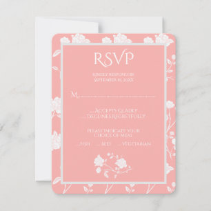 Cartão RSVP de Casamento de Rosa Coral
