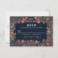 Cartão RSVP de Casamento de Rosa ouro vitoriano eg