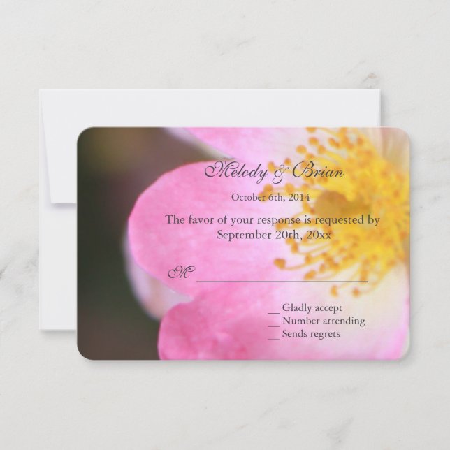 Cartão RSVP de casamento de rosa rosa-rosa bonito (Frente)