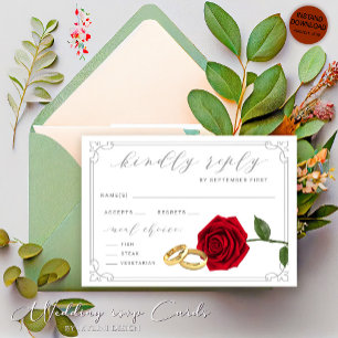 Cartão RSVP de Casamento de Rosas vermelhas Elega