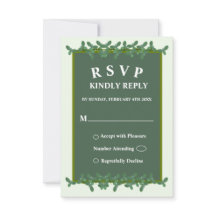 Cartão RSVP de Casamento de Saída Verde Elegante