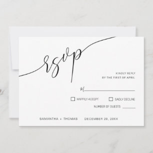 Cartão RSVP de Casamento de Script Clássico de C