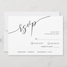 Cartão RSVP de Casamento de Script Clássico de Cal