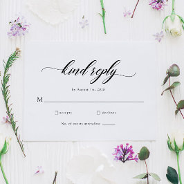 Cartão RSVP de Casamento de Script Elegante Clássi