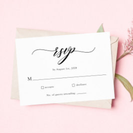 Cartão RSVP de Casamento de Script Elegante Clássi