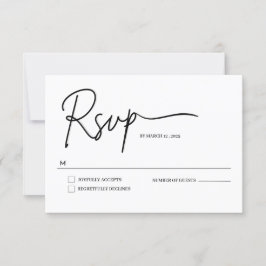 Cartão RSVP de casamento de script manuscrito mini
