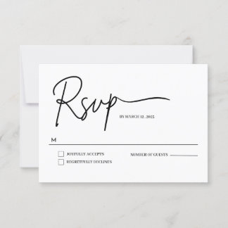 Cartão RSVP de casamento de script manuscrito mini