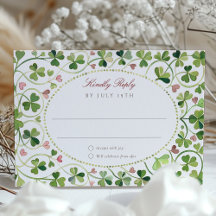 Cartão RSVP de Casamento de Shamrock & Hearts Whim