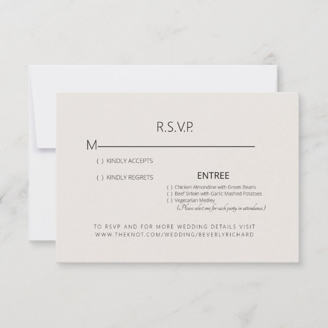 Cartão RSVP de Casamento de Simplicidade Beige (Frente)