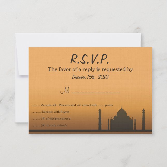 Cartão RSVP de Casamento de Sonho Indiano (Frente)