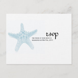 Cartão RSVP de Casamento de Starfish - Azul