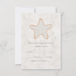 Cartão RSVP de Casamento de Starfish Rustico Laran