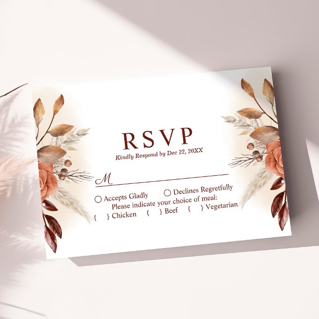 Cartão RSVP de Casamento de Terracotta Floral Pamp (Criador carregado)
