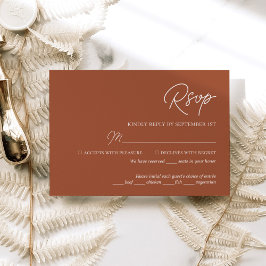 Cartão RSVP de Casamento de Terracotta Minimalista
