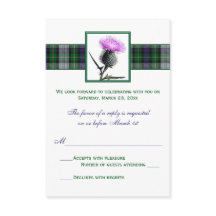Cartão RSVP de Casamento de Tijolo Verde Roxo