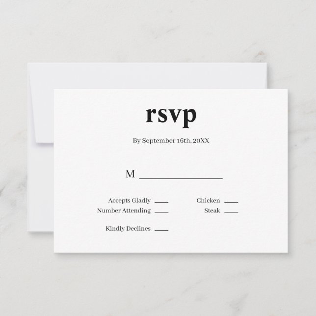 Cartão RSVP de Casamento de Tipo Moderno (Frente)