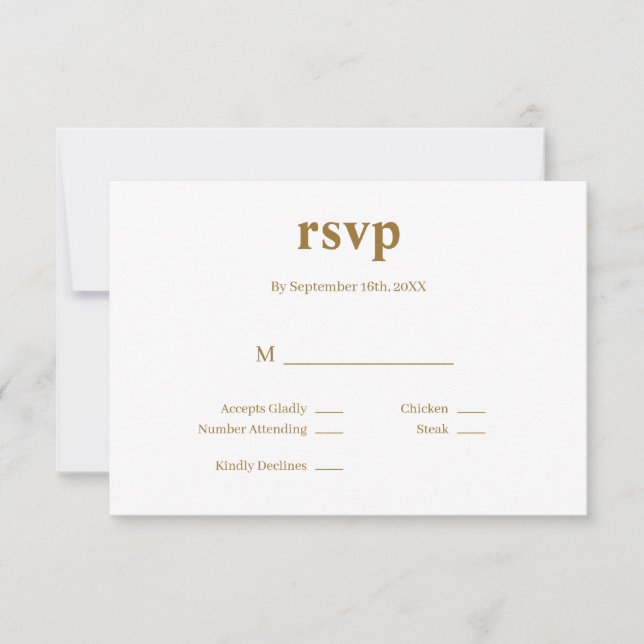 Cartão RSVP de Casamento de Tipo Moderno (Frente)