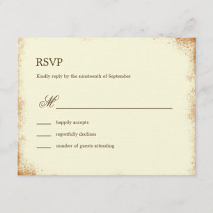Cartão RSVP de Casamento de Vineyard Rustic - Brow