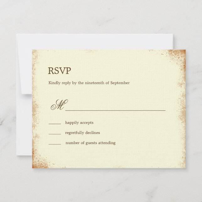 Cartão RSVP de Casamento de Vineyard Rustic - Brow (Frente)