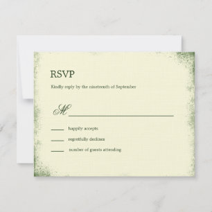 Cartão RSVP de Casamento de Vineyard Rustic - Verd