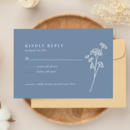 Cartão RSVP de Casamento de Wildflower Periwinkle