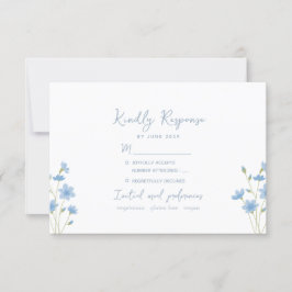 Cartão RSVP de Casamento de Wildflower Periwinkle