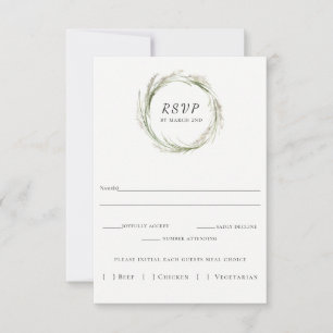 Cartão RSVP de Casamento de Wreath Pampas Grass El