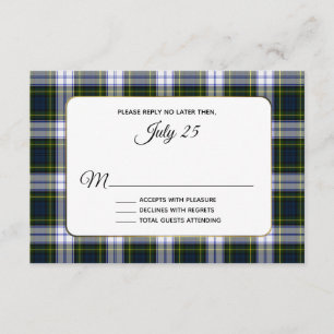Cartão RSVP de Casamento de Xadrez de Gordon Dress