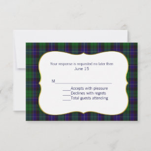 Cartão RSVP de Casamento de Xadrez Mitchell Tartan