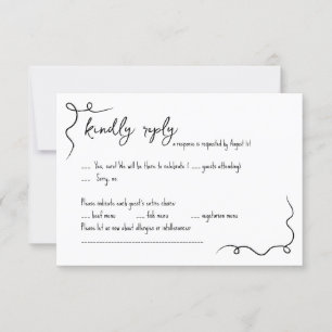 Cartão RSVP de Casamento desenhado à mão