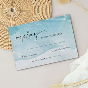 Cartão RSVP de Casamento do Oceano de Praia Waterc