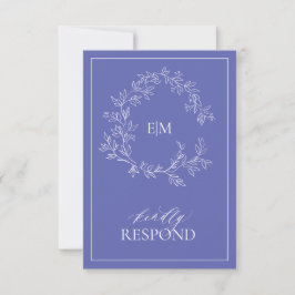 Cartão RSVP de Casamento do Periwinkle Leafy Crest
